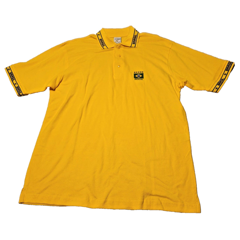 Team Brazil Futbol Club Soccer Yellow Green Polo Shirt Pierim Men’s Large